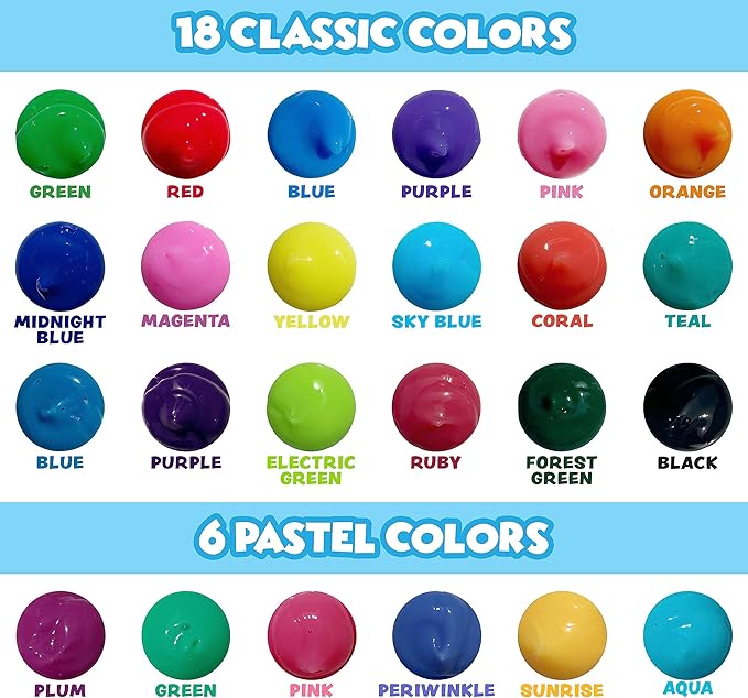 Tub Works® Bath Paint Soap Bath Toy, 24 Pack | Non-Toxic, Washable Bath Paint for Finger Painting in the Tub | Ideal Toddler Bath Toys for Creative Play | Classic & Pastel Bath Colors for Kids Bath