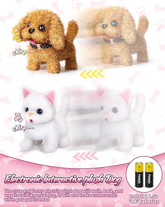 2 Plush Pets Cat & Dog, 36-Piece Vet Doctor Kit for Kids - Toddler Veterinarian Playset with Costume, Doctor and Dental Tools - Educational Pretend Play Toy Gift for Boys & Girls