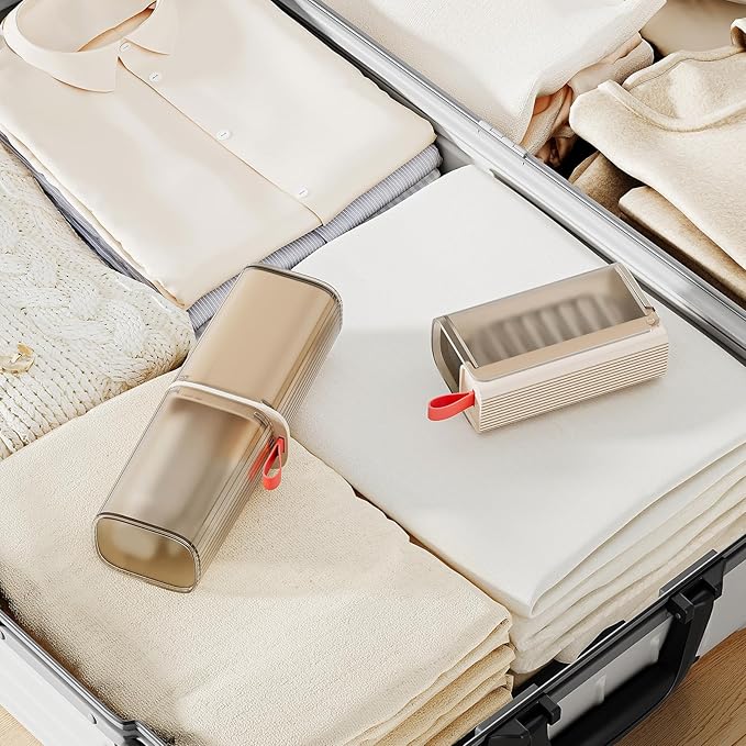 VITVITI Travel Soap Case Container, Portable Toothbrush Travel Case Dish Tray, 7.88 Inch Toothpaste Traveling Toothbrush Holder Set with Cover for Trip/Bathroom/Camping, Clear Coffee