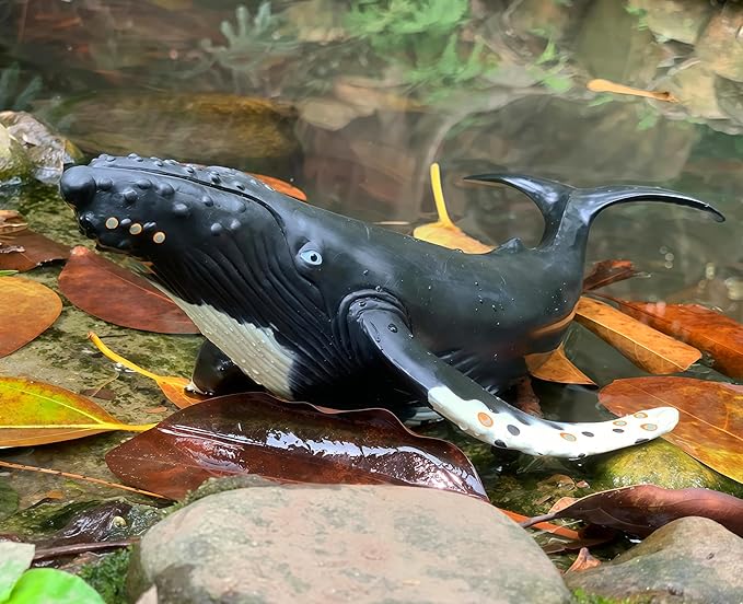 Gemini&Genius Humpback Whale Action Figure, Sea Animal Orca Blackfish Toys, Soft Rubber Ocean Shark, Great for Kids Bath Toys Swimming Toys, Beach Toys, Perfect Cake Coppers