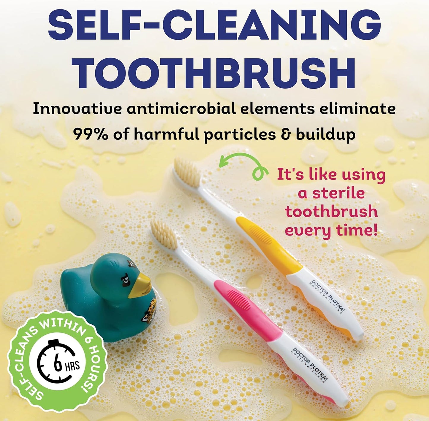 MOUTHWATCHERS Soft Childrens Flossing Manual Toothbrush, Value Pack of 4, Pink and Blue, Toothbrushes for Kids & Teens, Ultra Clean, by Dr. Plotka's