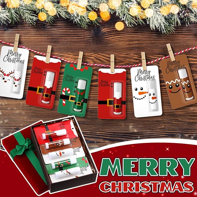 15 Pack Christmas Lip Balms Bulk Merry Christmas Party Gifts Favors Stocking Stuffers Holiday Lip Balms Employee Staff Team Appreciation Gifts Thank You for Teacher Coworkers