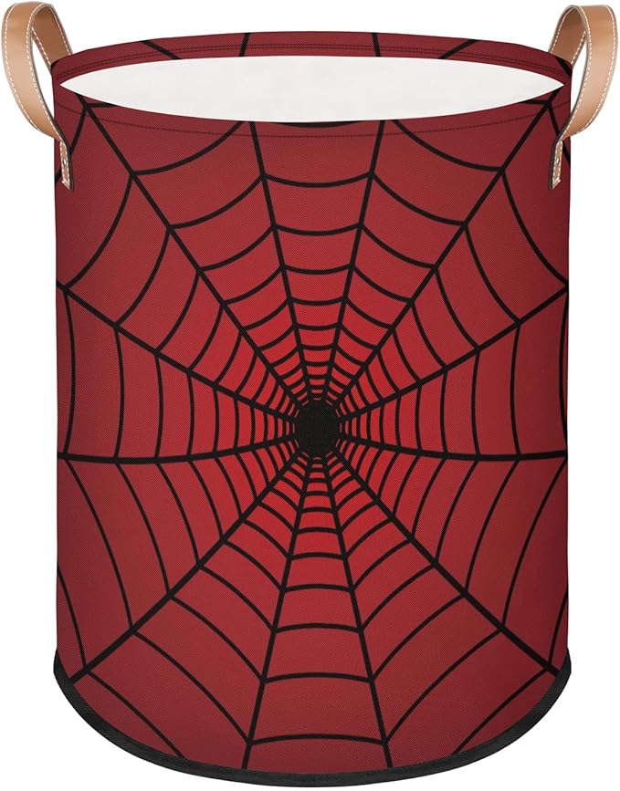 62L Laundry Basket Collapsible Laundry Hamper with Handles Spiders Web Clothes Books Toys Kids Laundry Hampers Bin for Bathroom Kitchen Hotel