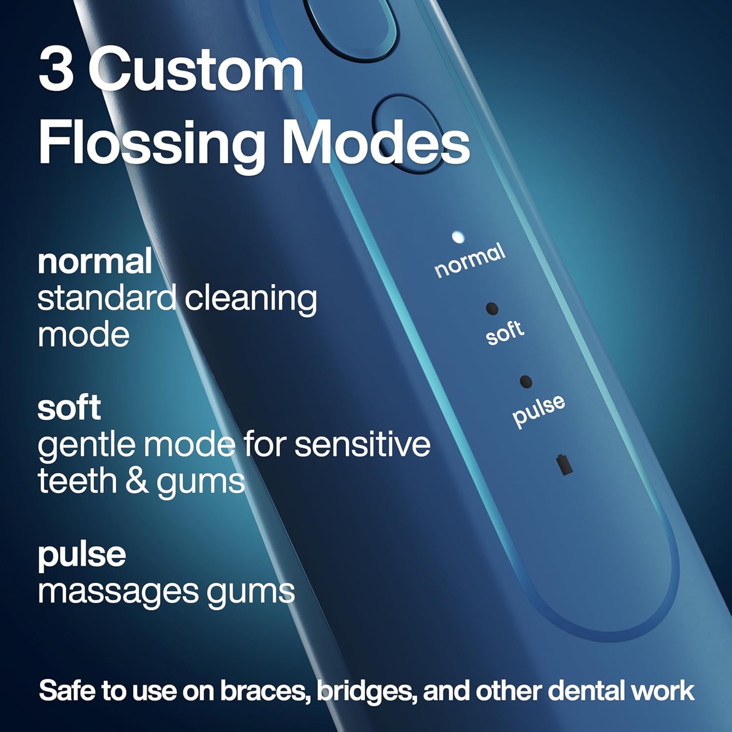 AquaSonic Icon Water Flosser for Teeth – Cordless Rechargeable Oral Irrigator – Waterproof, Portable Dental Cleaning with Jet Tip – Braces Home Travel - Navy