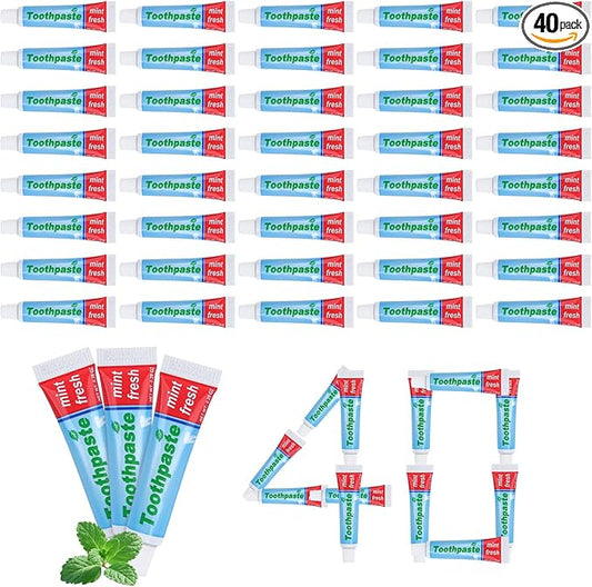 0.28oz Small Toothpaste Travel Size Bulk,Mini Toothpaste Travel,Mint Scent TSA Compliant for Hotel Camping Gym Office School Homeless 40