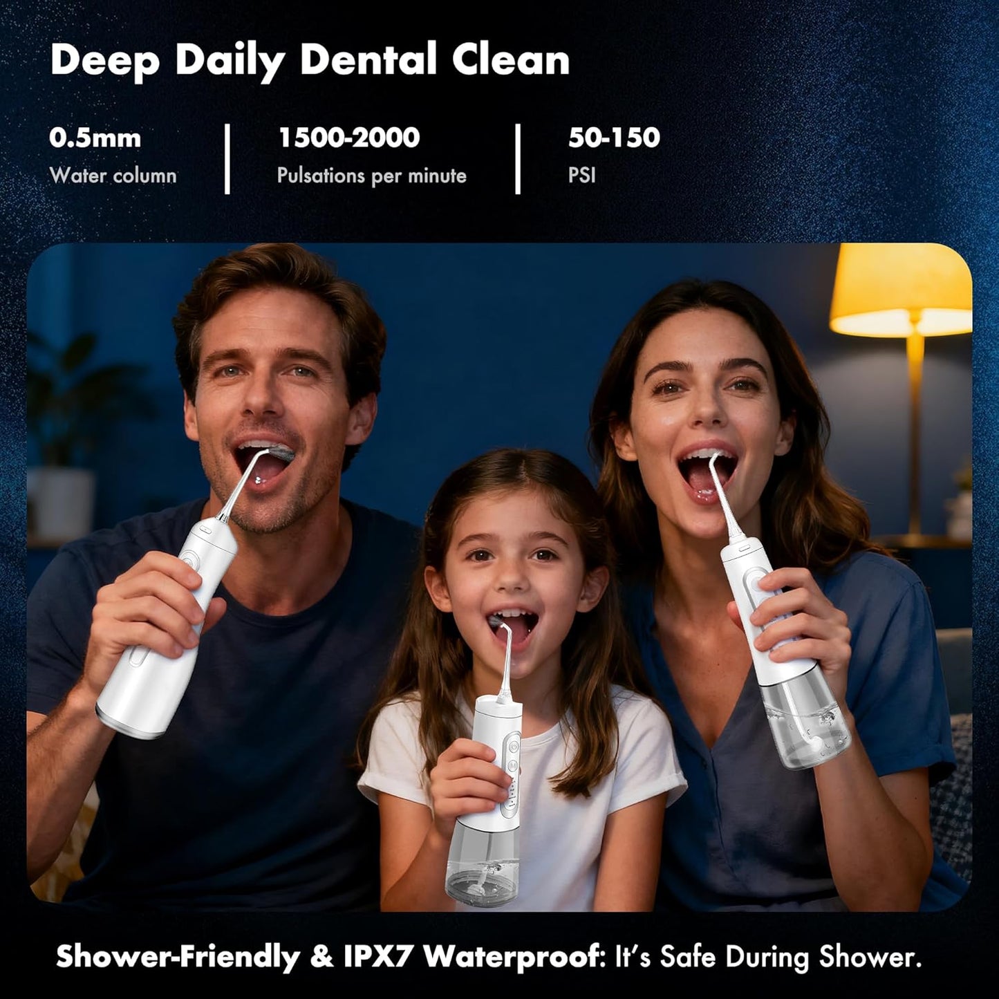 Dygoophy® 2-Pack Cordless Water Flosser Set – Rechargeable Portable Oral Irrigator, IPX7 Waterproof Flosser, 4 Modes, Long Battery Life, for Braces & Sensitive Gums (300ml, White)