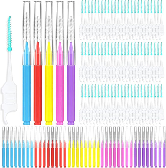270Pcs Interdental Brush 6 Sizes Braces Brush Soft Bristles 360° Bendable Floss Heads Dental Brushes Between Teeth Gum Braces Cleaning Kit Oral Tooth Cleaning Tool