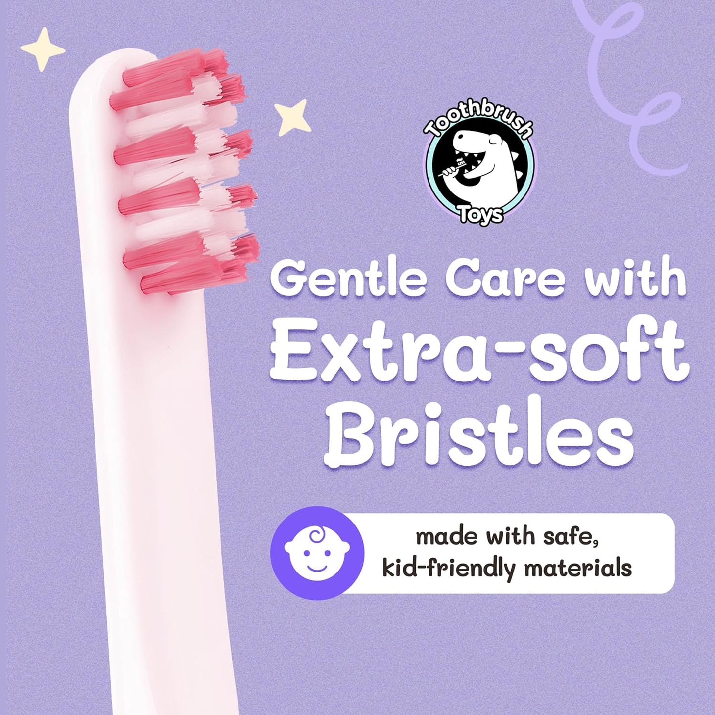 Kids Soft Bristle Princess Toothbrush for Ages 2+, Gentle and Cute Toothbrush for Children with Replaceable Brush Head, Ergonomic Handle Kids Brush for Teeth Care Ideal for Toddlers, Princess Design