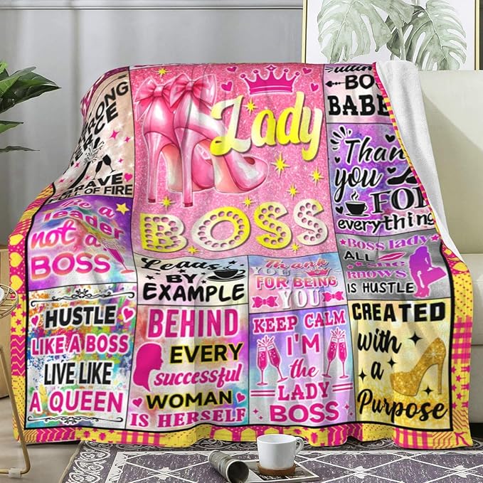 Boss Lady Blanket Supervisor Manager Gifts for Women,Boss Lady Office Decor Boss Throw Blankets,Boss Lady Appreciation Day Gifts for Bosses Female 50"X40"