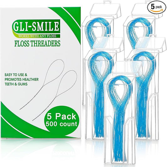 Floss Threaders, Orthodontic Threader, Ultraclean Access Tool for Maintaining Oral Health with Braces, Bridges, and Implants 500 Count (5Pack)