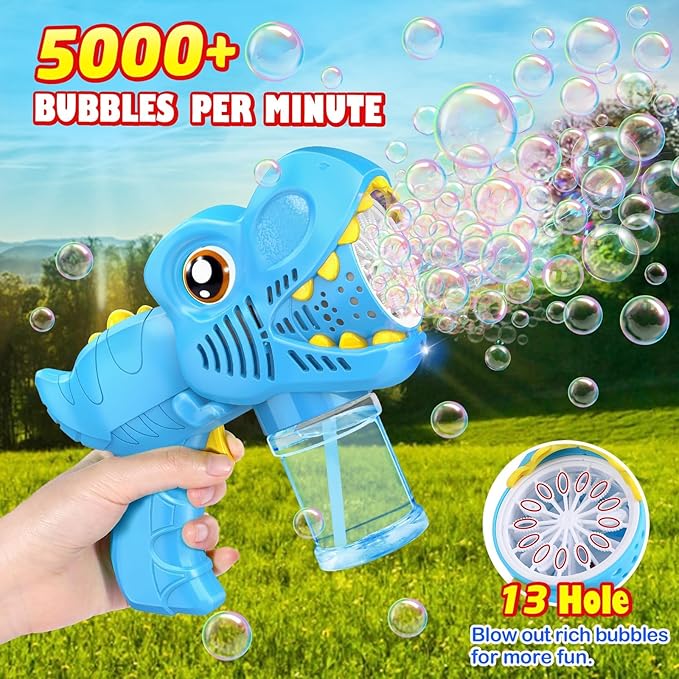 3PC Bubble Gun for Kids with 3 Bottles Solutions 13 Holes Turbo Mode Auto Bubbles Machine Birthday Gifts for Girls Kids Toys for Ages 3 4-8 Valentines Day Gifts Easter Xsmas Outdoor (Blue+Pink+Purple)