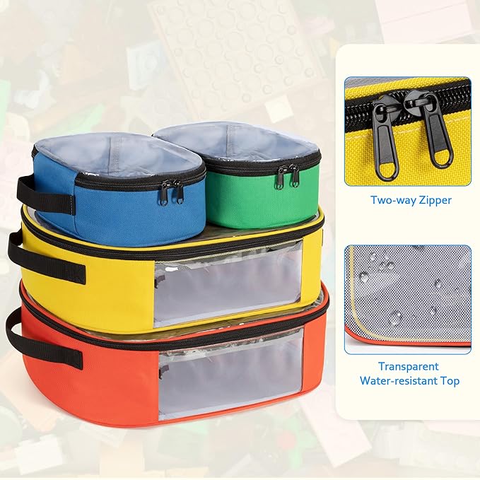 4pcs Toy Storage Organizer Container Bag for Building Bricks, Travel Bag for Building Blocks, Puzzle, Car Toy, Magnetic Toys, Dolls, Board Game Storage Organizer Case