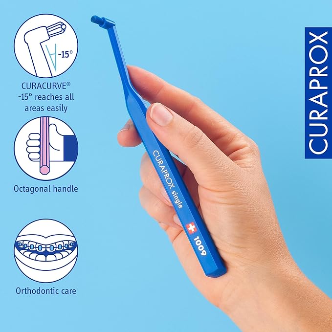 Curaprox CS 1009 Single Toothbrush – Braces, Implants and Isolated Teeth | Ultra-Soft Single Tuft | Targeted Gumline Cleaning (Pack of 2)