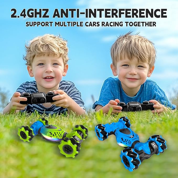 Remote Control Car - RC Drift Car for Boys Age 8-12, Gesture Sensing RC Stunt Cars 4WD Hot Wheels Cars Toy for Kids 4 5 6 7 8 9 10 Year Old Boy Birthday (Blue)