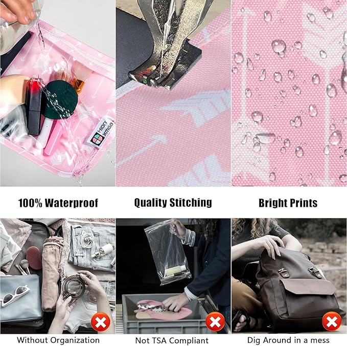 TSA Approved Toiletry Bag, Set of 3 Clear Travel Toiletry Bag Quart Size Zipper Travel Pouch, Waterproof Makeup Cosmetic Bag for Women Men Kids Toiletries Carry on, Arrow B