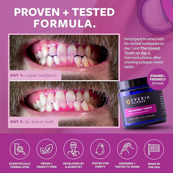 The Honest Tooth - Natural Tooth Cleaning Powder | Enamel-Friendly Baking Soda Formula | Whitens & Brightens Smile | SLS-Free, Plant-Based Oral Care, 2.8 oz