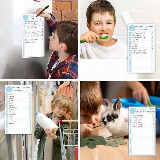 JJPRO Magnetic Reward Chart for Kids with Reward Jar- 10" x5.5“ Daily to Do List Board for Toddlers, Home Chore Chart for Fridge,Magnetic Reward Chart Positive Behavior Training -Blue