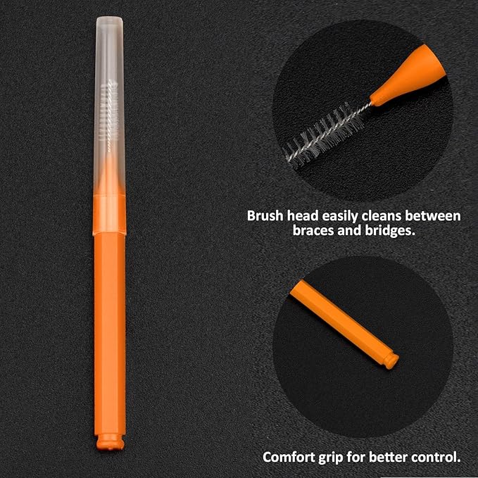 Patelai 100 Pieces Braces Brush for Cleaner Interdental Brush Toothpick Dental Tooth Flossing Head Oral Dental Hygiene Flosser Toothpick Cleaners Tooth Cleaning Tool(White, Orange, Blue,Proper Size)