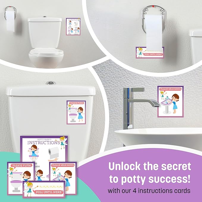 Potty Training Chart for Toddlers Girls, Unicorn Design - Sticker Chart, 4 Week Reward Chart - 213 Cute Stickers, Certificate, Instruction Booklet & Motivational Cards - Bonus Celebratory Crown
