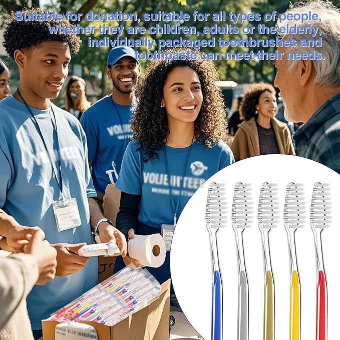 100pcs Disposable Toothbrushes with Toothpaste (5 Colors)