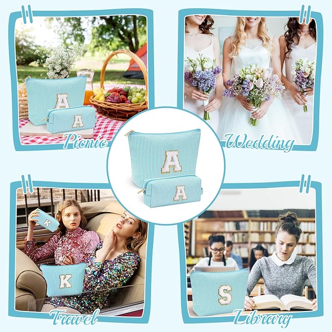 YOOLIFE Makeup Travel Bag Makeup Pouch - Initial Travel Makeup Bag Cosmetic Bag Birthday Gift Wedding Gifts Cute Bridesmaid Gifts Friend Birthday Gifts for Women Her Gifts for Teenage Girls W