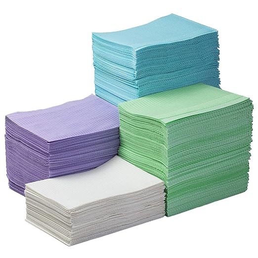 JMU 125 Pack Dental Bibs, 3-Ply Disposable Dental Bibs 13" x 18" Patient Bibs, Blue