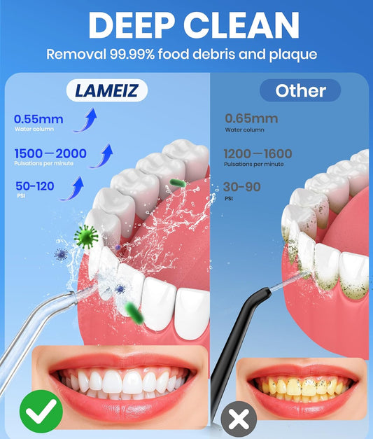 Water Flosser, 300ML Portable Cordless Water Dental Flossers for Teeth Deep Cleaning, IPX7 Waterproof Rechargeable Electric Oral Irrigator Teeth Pick for Travel Home Use and Braces Care (Black)