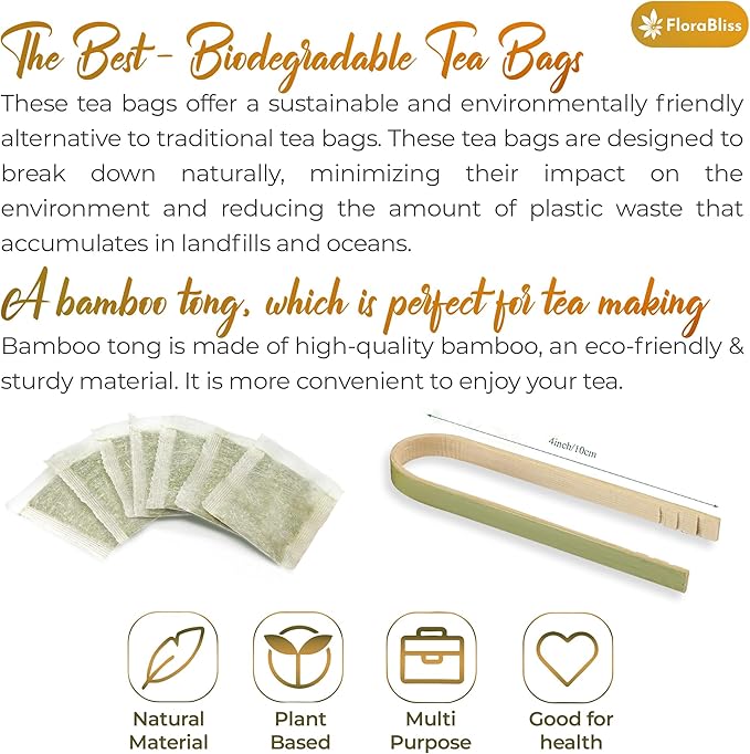 FloraBliss 50 Bags Premium Turmeric Ginger Cinnamon Tea with Upgraded Chamomile, Extra Strength 2.2g/Bag, 100% Natural, Caffeine-Free, Vegan, Eco-Friendly, Supports Digestion, Relaxation