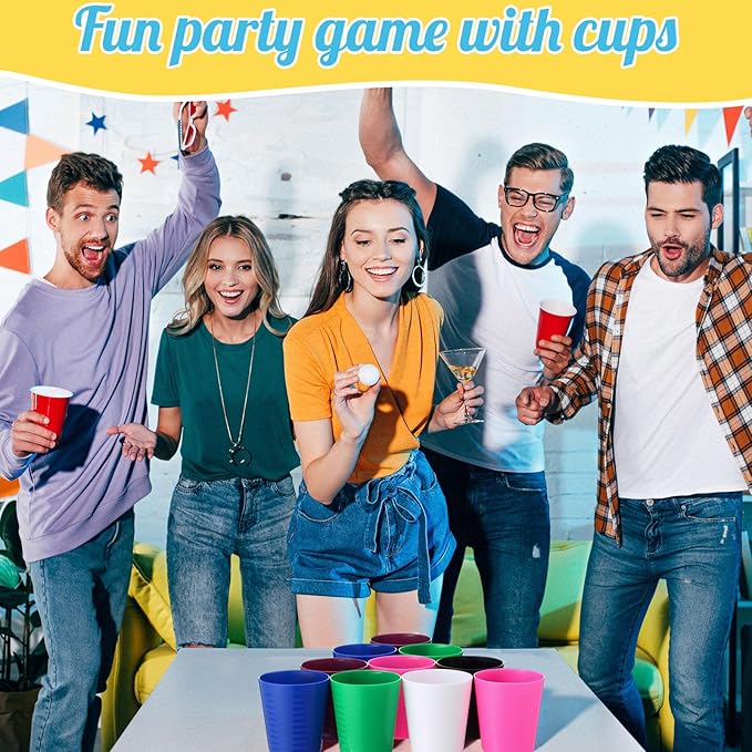 Eccliy 36pcs 8 oz Christmas Cups Unbreakable Plastic Stackable Juice Reusable Tumblers Bulk Plastic Drinking Cups for Kid Toddlers Baby Kid, Dishwasher Safe(Classic Color)