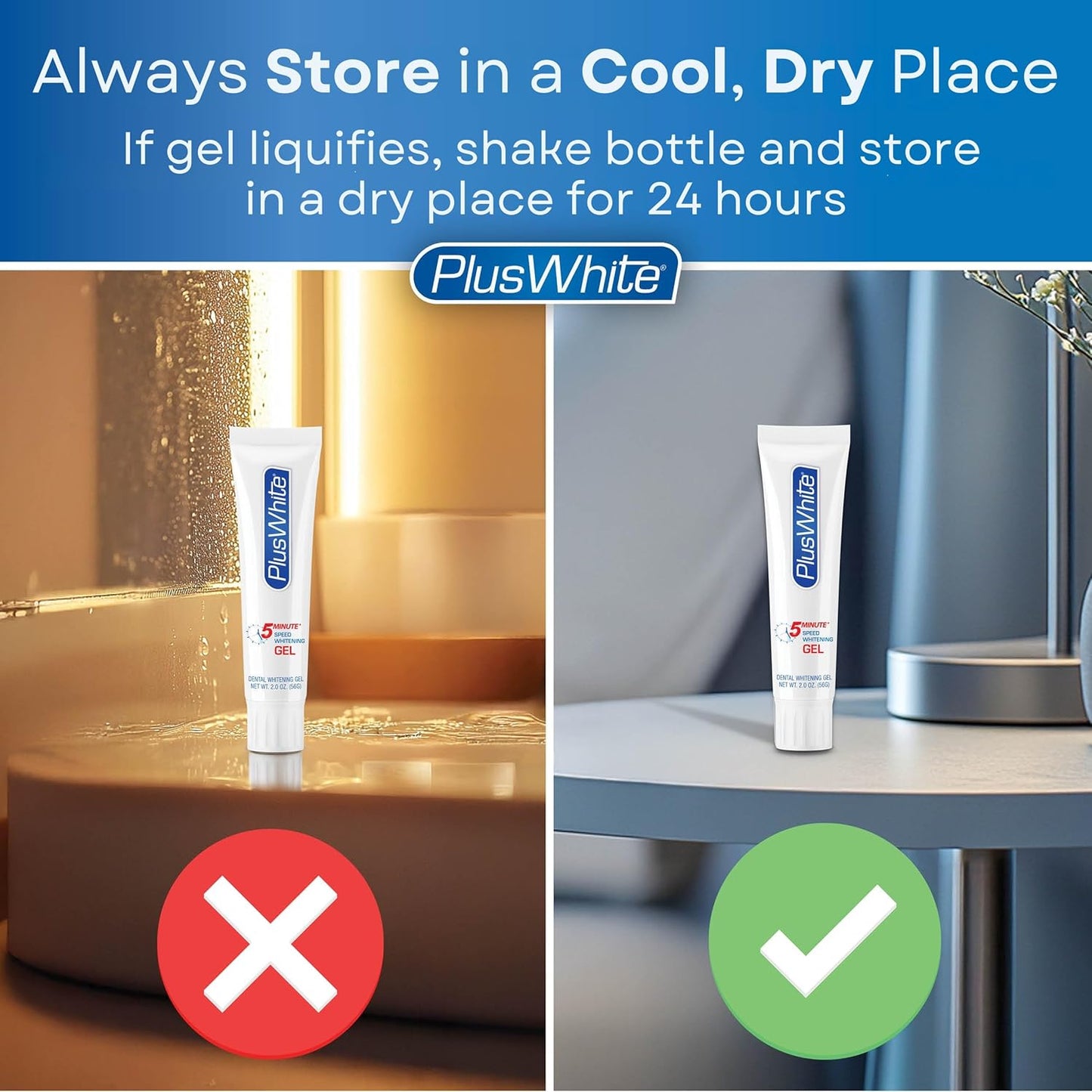 Plus White Speed Whitening Gel - Works in 5 Minutes - Professional Teeth Whitening w/Dentist Approved Ingredient (2 oz, Pack of 2)