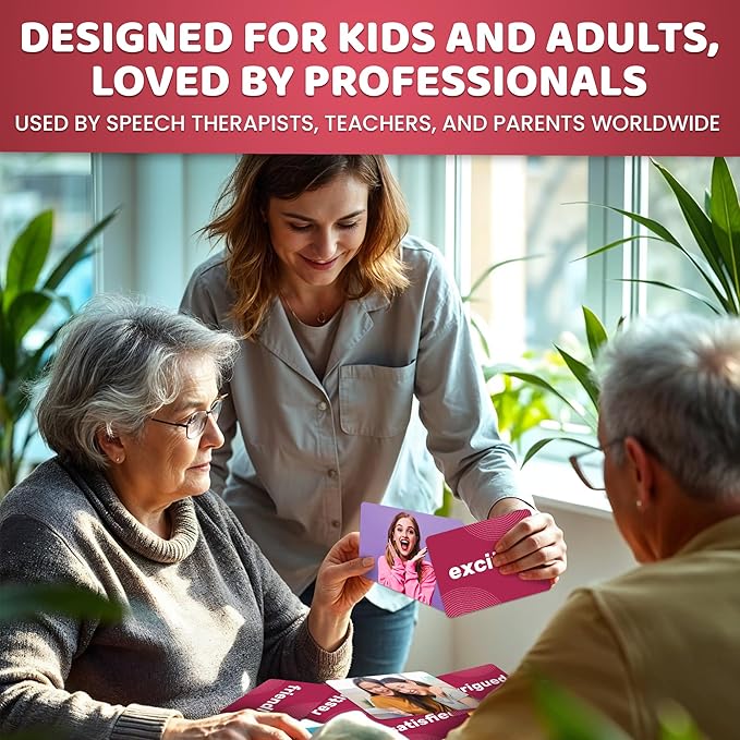 QUOKKA 104 Flash Cards for Kids and Adults - Real-Life Large Preschool Flash Cards for Speech Therapy, ABA Therapy, ESL Teaching, Early Childhood Education, Emotions Vocabulary Building Cards