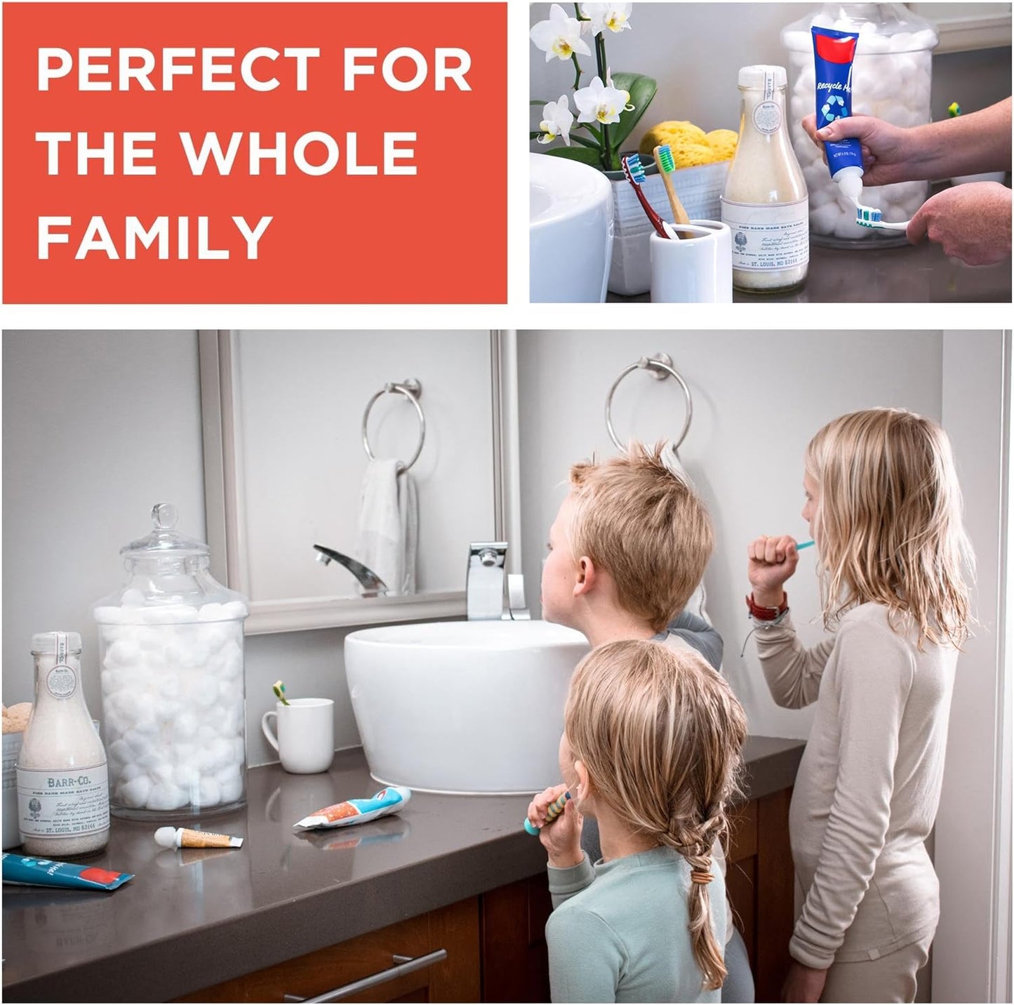 Chrome Cherry SqueezMe Self-Closing Toothpaste Caps, Silicone Lid for Kids & Adults, No Mess Toothpaste Dispenser, Self-Standing Easy Squeezer Cap, Bathroom Accessory, Clear, Pack of 3