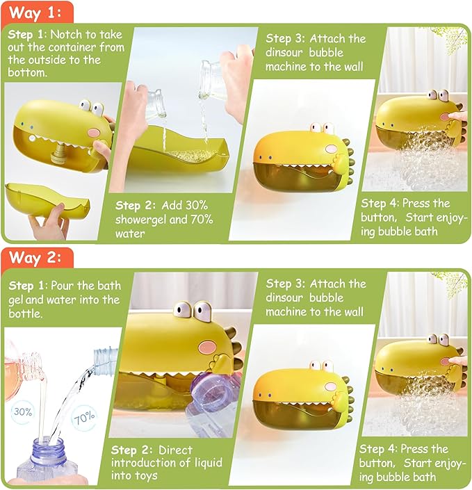 Grechi Dinosaur Bath Toys,Baby Bath Toys for The Baby Bathtub,Toddler Automatic Bubble Machine,Plays 12 Children’s Songs, Makes Great for Toddlers Age 2 3 Year Old Girl Boy