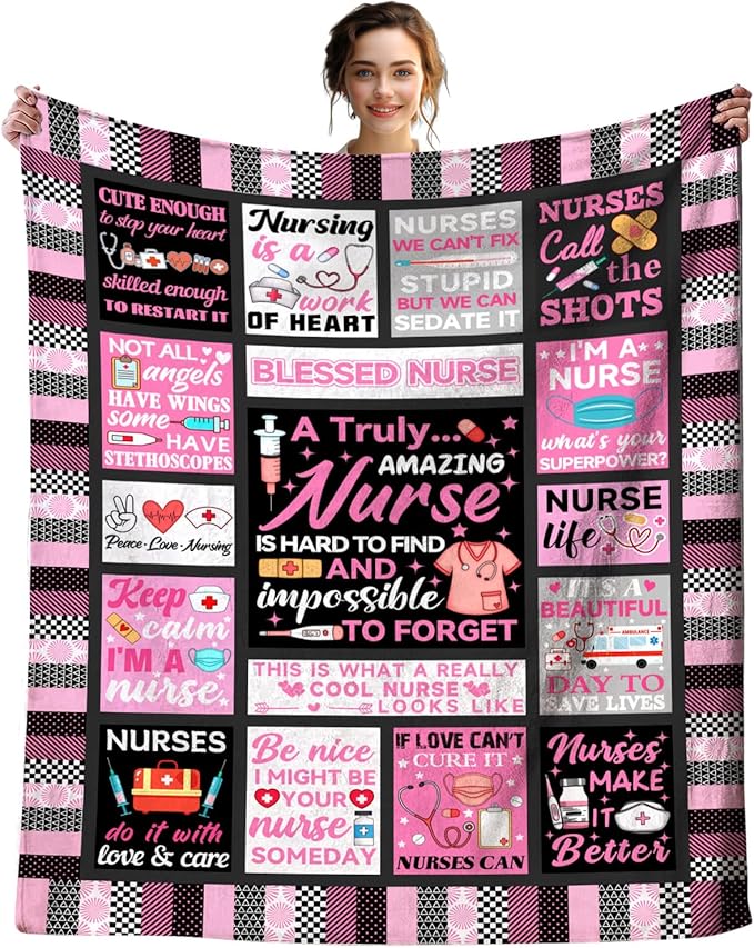 Nurse Gifts Blanket for Women Nursing Gift Throw Blankets Plush Flannel Bedding Mothers Day Nurse Graduation Gifts for Women Nurses Retirement Birthday Party Decorations 50"X40"