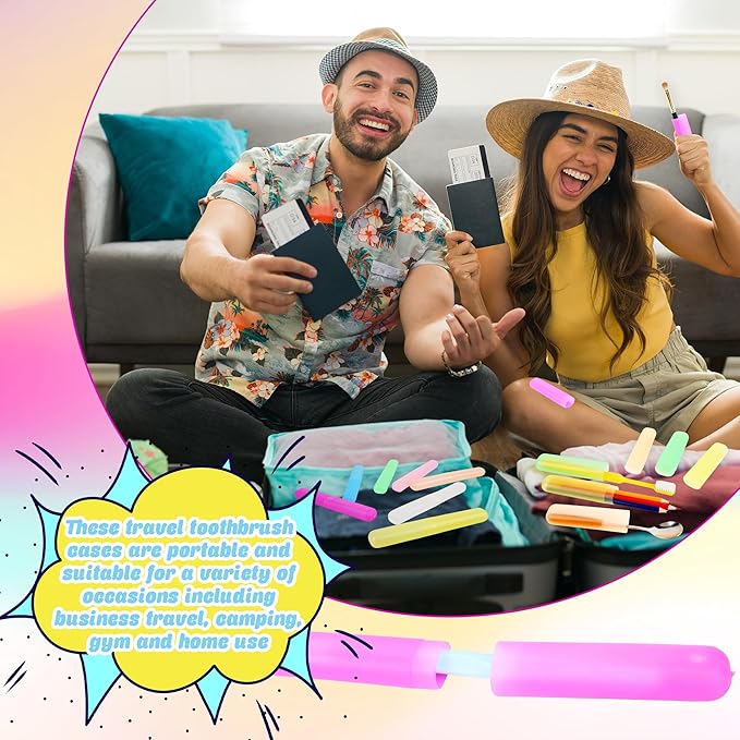 140 Pieces Plastic Toothbrush Case Travel Toothbrush Holders Portable Dust-proof Toothbrush Cases for Travel Bathroom Indoor Outdoor Travel Trip Camping School