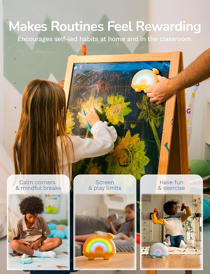 Timer Pal Rainbow Timer for Kids, Visual Timer for Kids with Night Light, Color-Changing Magnetic Visual Timer for Classroom/Calming Corner/Home (Blue)