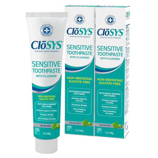 CloSYS Fluoride Toothpaste, 7 Ounce (Pack of 2) Gentle Mint, Whitening, Enamel Protection, Sulfate Free