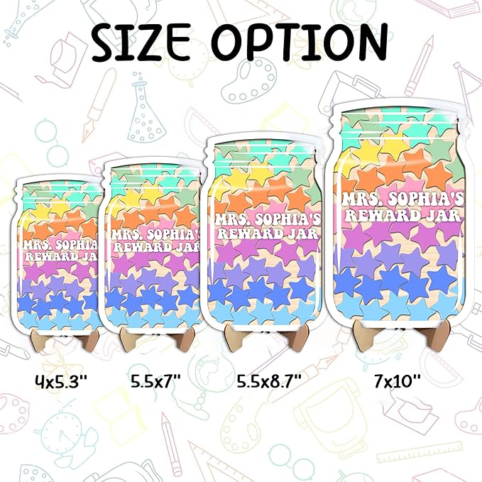 Personalized Reward Jars for Kids - Magnetic Reward Jar for Classroom Behavior – Incentive Jar with Stars for Teachers & Kids – Class Rewards Chart, Potty Training, Behavior Management, Style 02