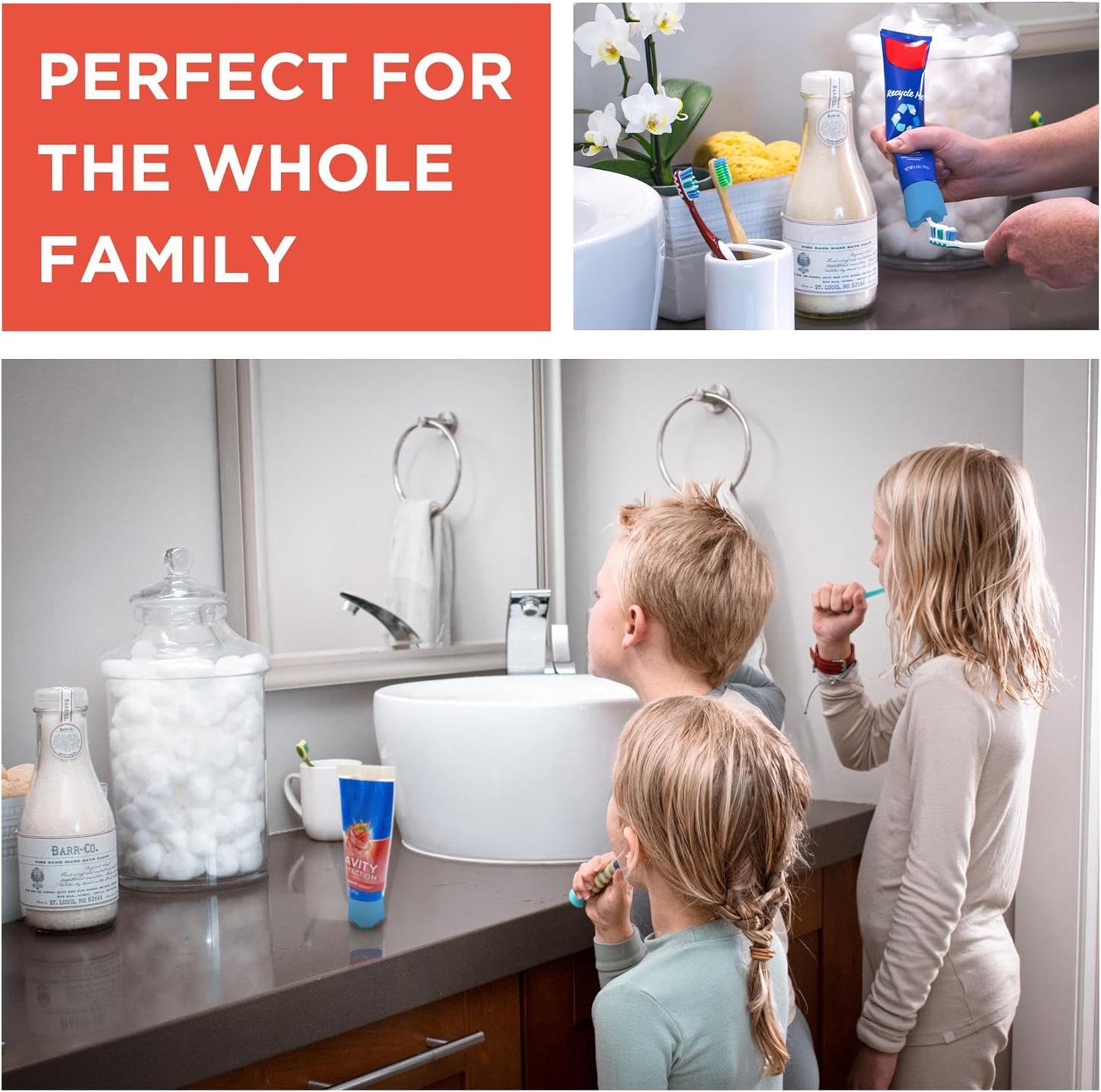 Chrome Cherry SqueezMe Self-Closing Toothpaste Caps, Silicone Lid for Kids & Adults, No Mess Toothpaste Dispenser, Self-Standing Easy Squeezer Cap, Bathroom Accessory, Self-Standing Blue, Pack of 1