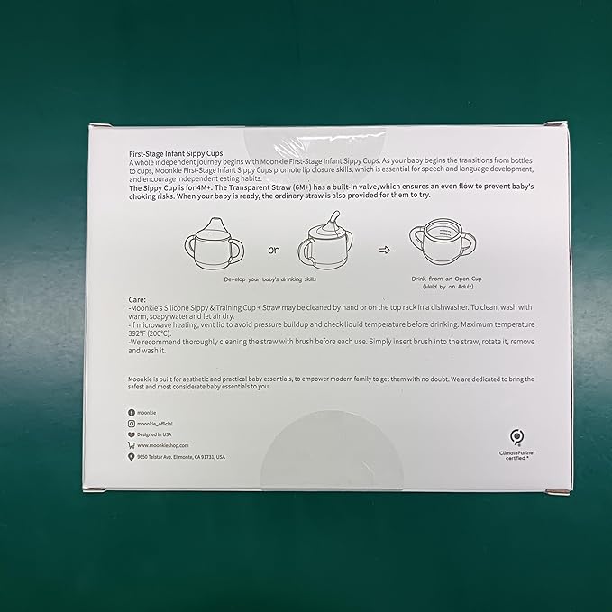 Moonkie Silicone Baby Sippy Cups | 3 Stages Training Cup Straw Cup for Infants Toddlers and Kid | 4 oz 2Pack