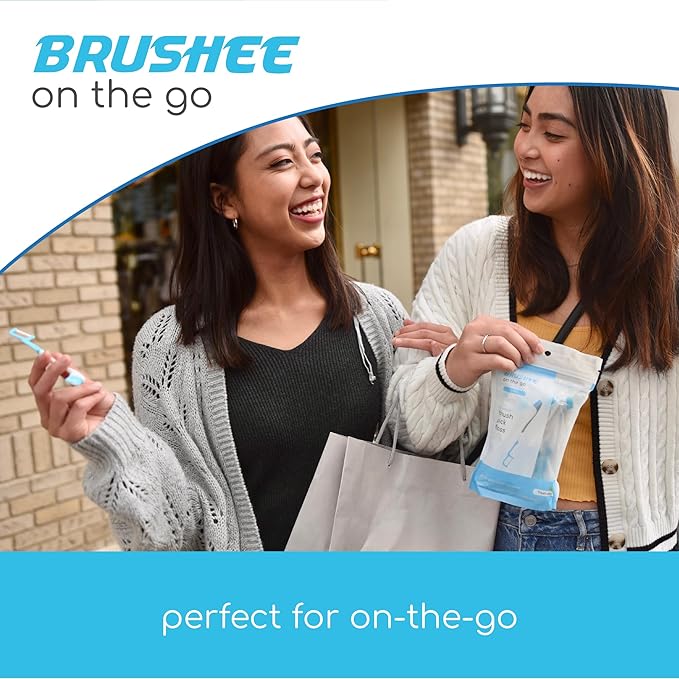 Brushee The Evolution Oral Care Whitening | Prepasted On-The-Go Whitening Toothbrushes | 4-in-1 (Paste + Brush + Floss + Pick) | Individually Wrapped | Disposable | Travel Toothbrushes (Pack of 36)
