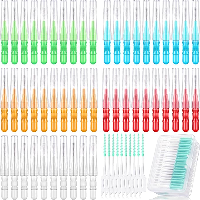 Patelai 350 Pieces Interdental Brush Tooth Floss Tooth Cleaning Tool Toothpick Dental Flossing Head Oral Flosser Soft Picks Refill Dental Flosser Toothpick Cleaners(Cute Colors)