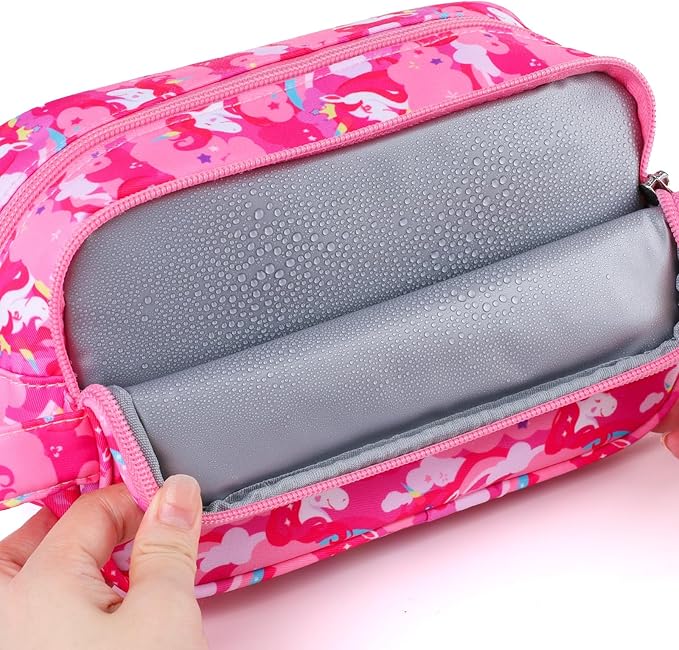 Unicorn Kids Toiletry Bag for Girls, Travel Toiletry Bag for Little Young Girls Cosmetic Bag Makeup Bag Waterproof Hanging Wash Bag Toddler Toiletries, Pink