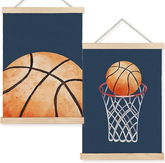 FDHSPAAM Basketball Wall Art Decor for Boys Room, Basketball Lover Gifts, Vintage Sport Wall Art Posters for Boys Bedroom Gym Sports Room Man Cave, 12x16 Inch Set of 2