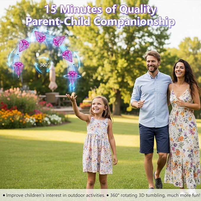 Tikduck 2025 Flying Bouncing Ball Toy - USB Rechargeable, Hand-Controlled with 3D Flips & Multi-Player Fun - Interactive Orb Toy for Kids, Teens & Adults - Indoor & Outdoor Play (Purple)