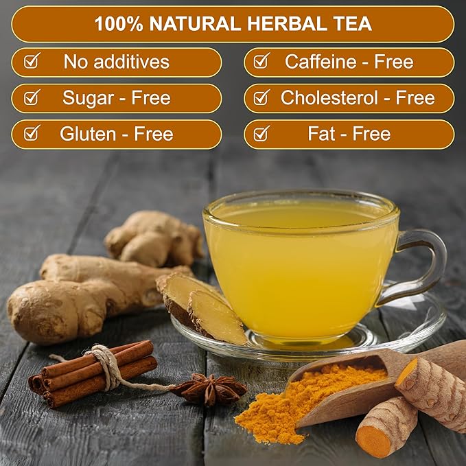 BOTAMONY, Premium 65 Turmeric Ginger Cinnamon Blend Tea Bags, Support Weight, Skin and Sleep, 100% Natural & No Additives & Caffeine Free