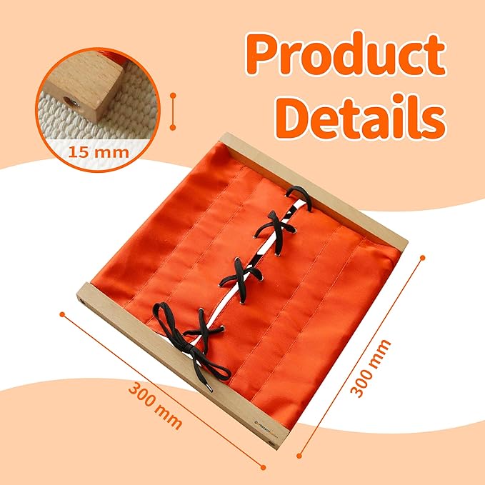 MONTESSORI OUTLET Lacing Frame | Practical Life Material for Toddlers & Preschoolers, Develop Fine Motor Skills & Independence (Ages 3-6)