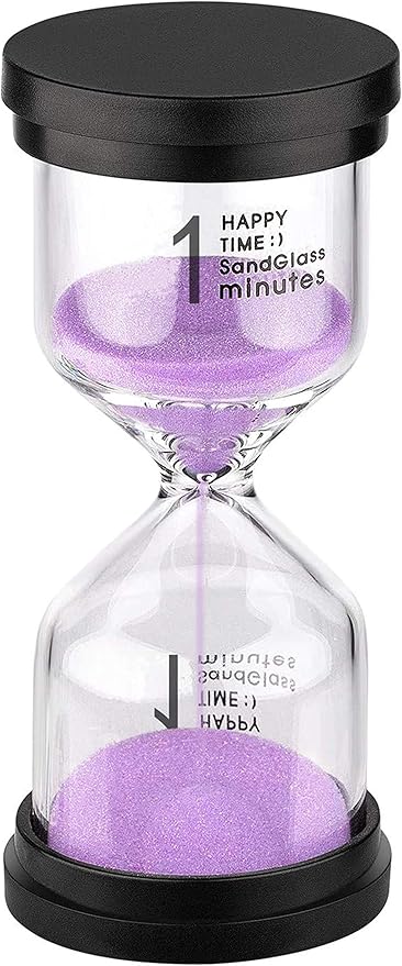 SuLiao Hourglass 1 Minute Timer: Colorful Sand Watch 1 Min, Purple Sand Clock, Small Reloj De Arena 1 Minuto, Plastic Hour Glass Sandglass for Kids, Games, Classroom, Kitchen, Decoration