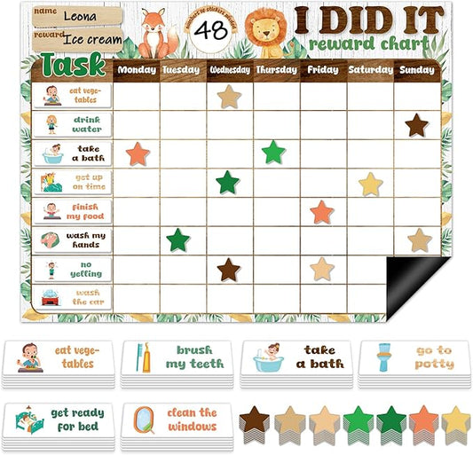 Magnetic Reward Chart for Kids at Home Woodland Animals Behavior Reward Chart System Magnetic Behavior Tracker Forest Animals Theme Incentive Chore Pad to Develop Responsibility and Good Habits