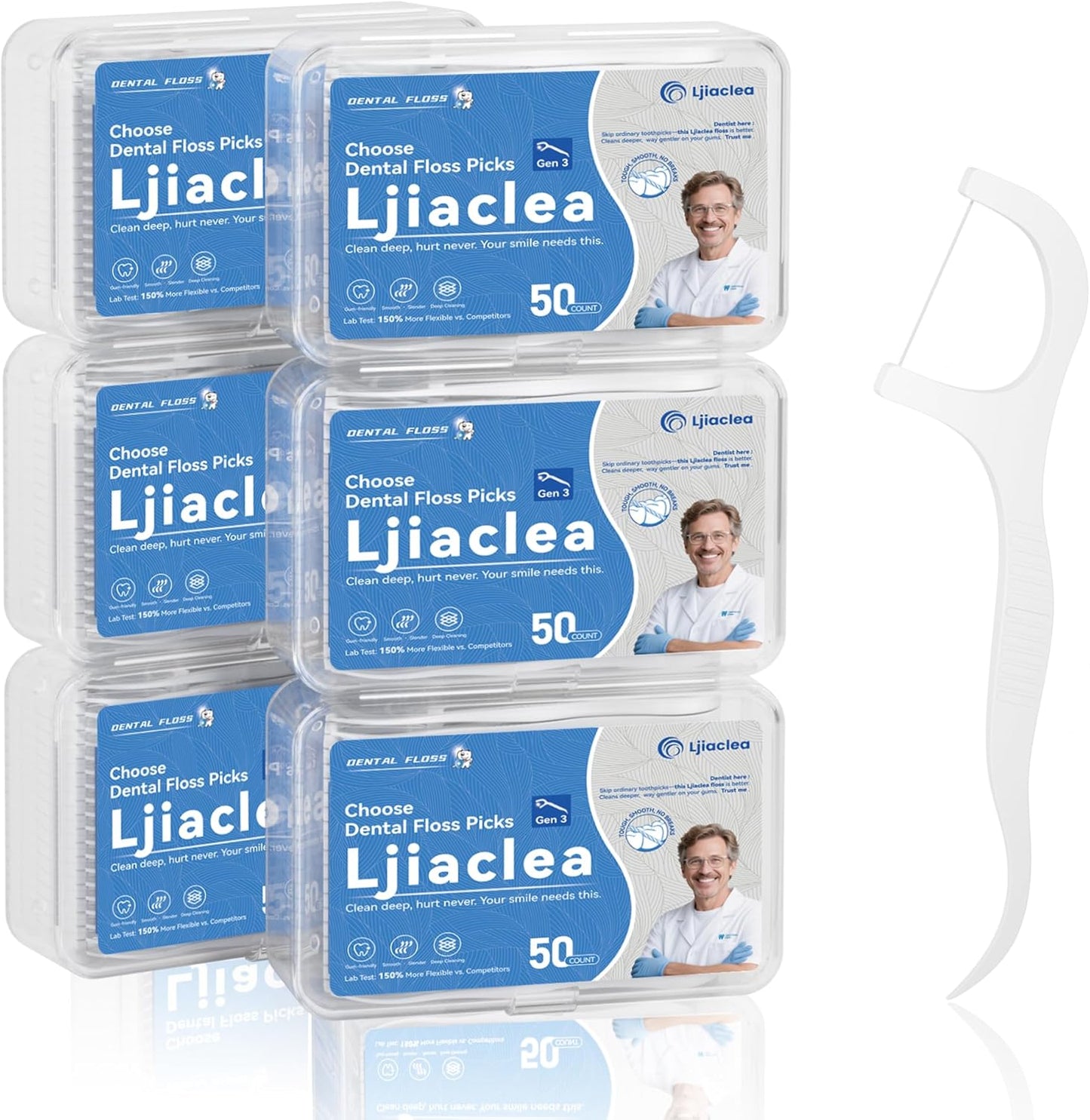 Floss Picks 300 Count Dental Floss Sticks Gen 3 Bulk Tooth Picks Flossers with Travel Case Toothpicks for Family Restaurant Adults Teeth Cleaning